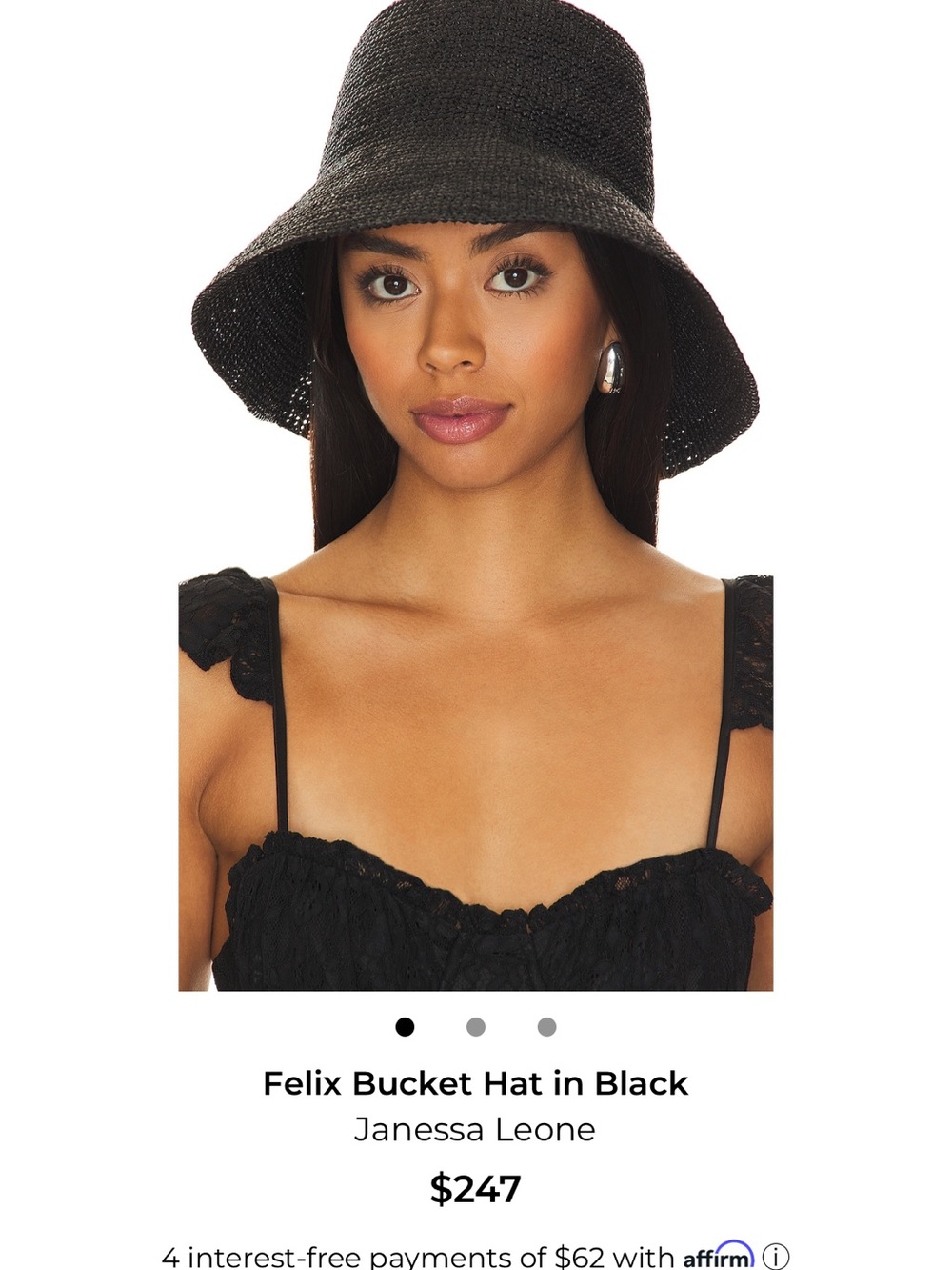 Janessa Leone Black Woven Bucket Hat